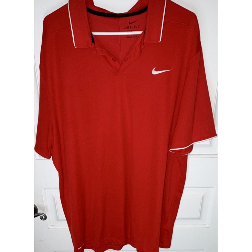 Nike Dri-FIT Red XXL Men's Polo Shirt Short Sleeve Breathable Golf Knit